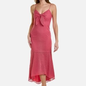 Aidan Mattox Pink Eyelet Lace Spaghetti Strap Midi Dress Size 2 NWT